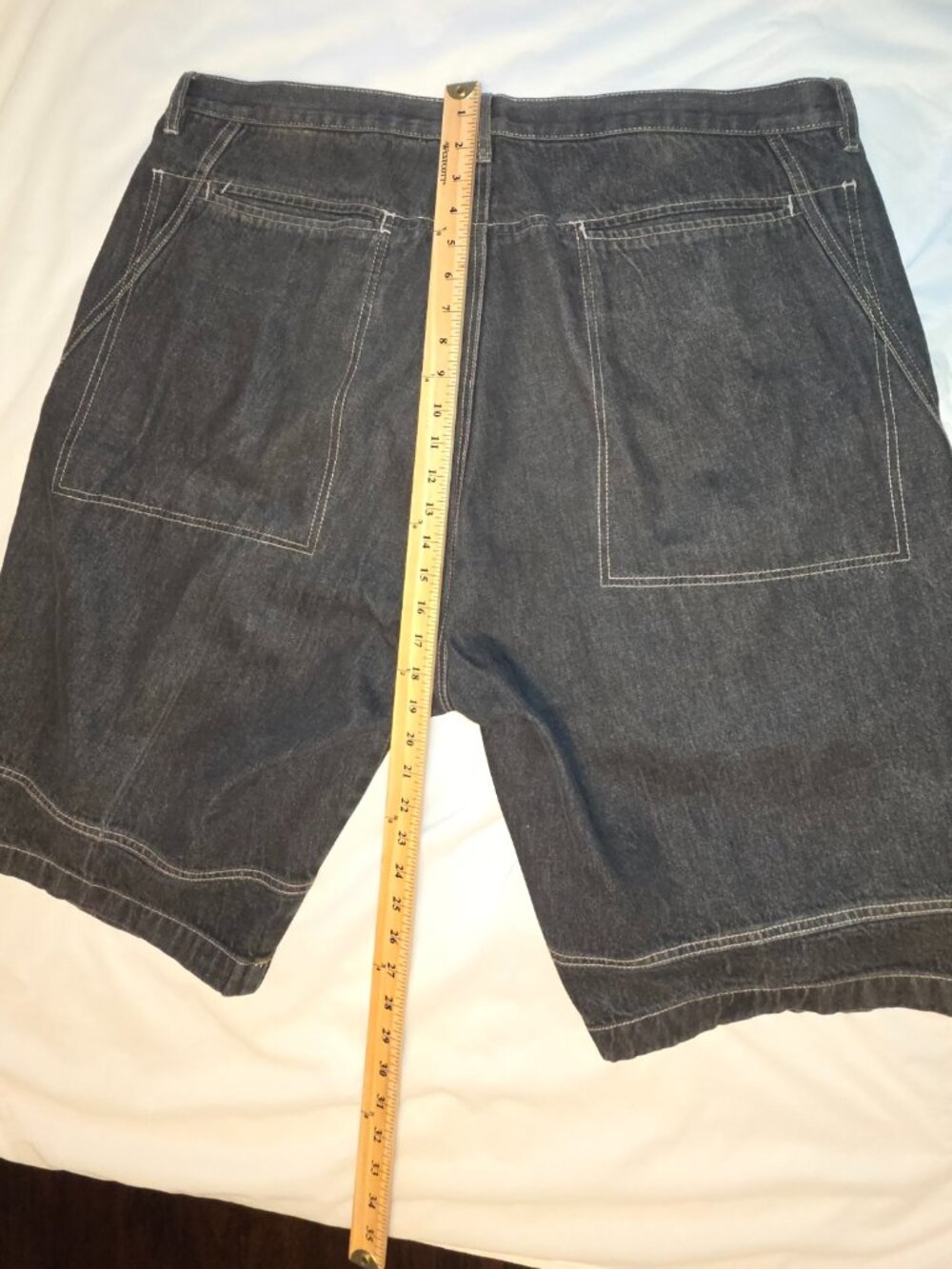 Marithe Francois Girbaud Shorts Mens 44 Black Jean Denim Long Baggy Y2K HipHop - Picture 9 of 10